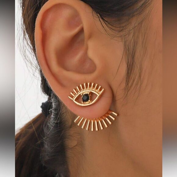 Gold Eye Design Earrings N990 - Picture 1 of 3